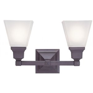 livex lighting mission 2 bath light in bronze