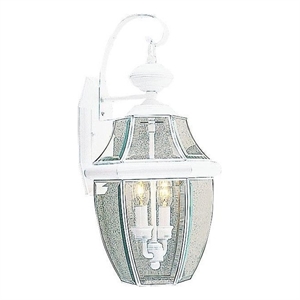 Livex Lighting Monterey 2-Light Brass Outdoor Wall Lantern in White