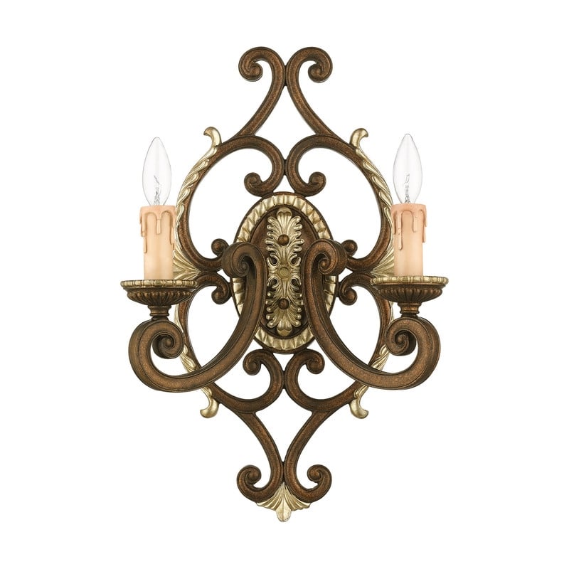Livex Lighting Seville Wall Sconce in Bronze with Gilded Accents in Multi Color