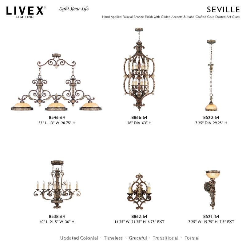 Livex Lighting Seville Wall Sconce in Bronze with Gilded Accents in Multi Color