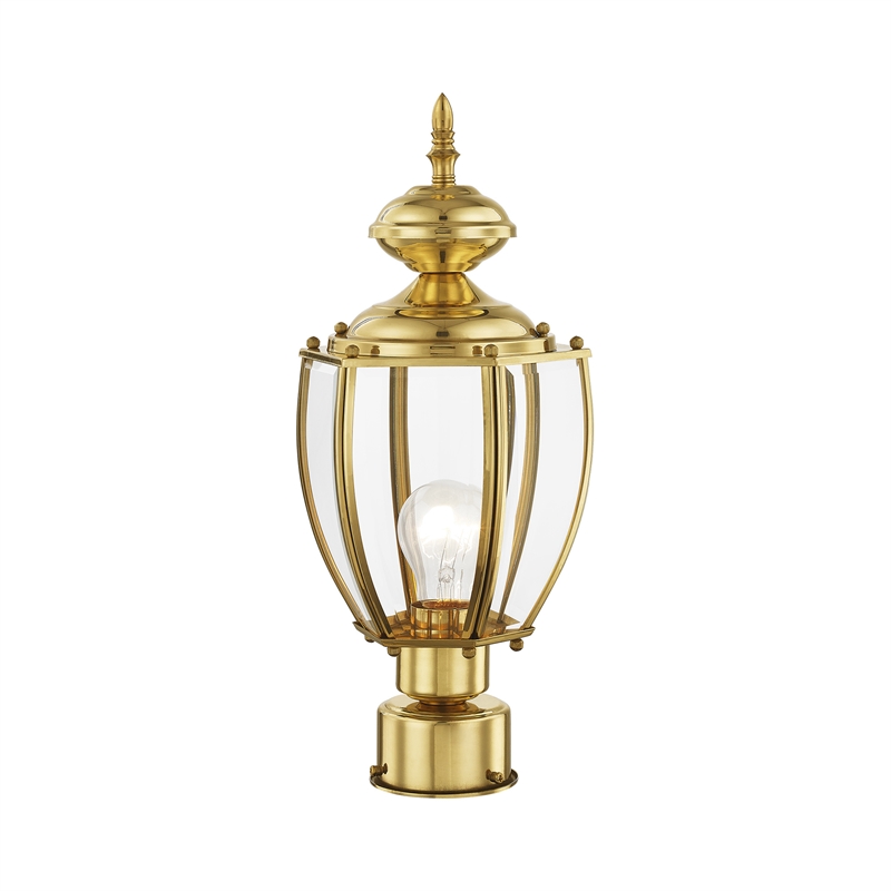 Livex Lighting Outdoor Basics 1-Light Brass Post Top Lantern in Polished Brass