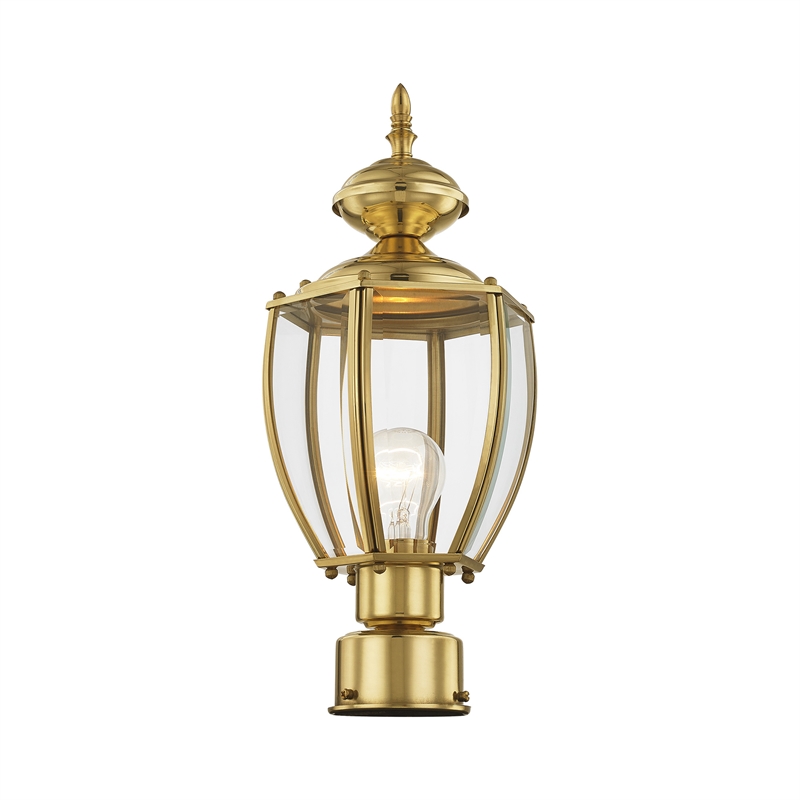Livex Lighting Outdoor Basics 1-Light Brass Post Top Lantern in Polished Brass