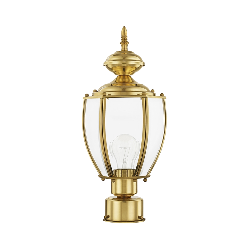 Livex Lighting Outdoor Basics 1-Light Brass Post Top Lantern in Polished Brass
