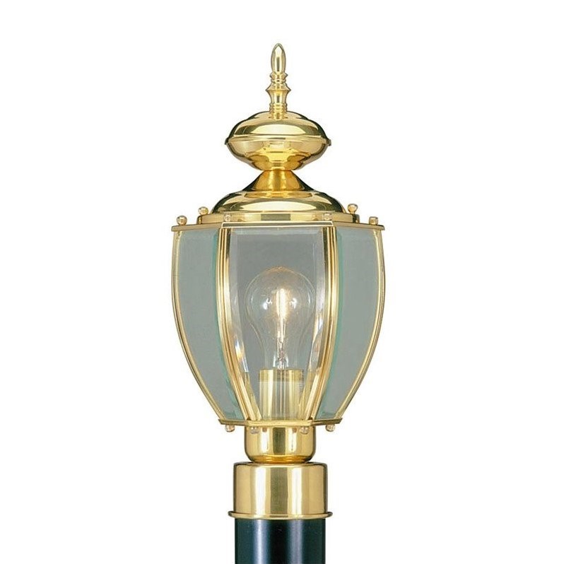 Livex Lighting Outdoor Basics 1-Light Brass Post Top Lantern in Polished Brass