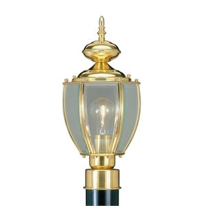Livex Lighting Outdoor Basics 1-Light Brass Post Top Lantern in Polished Brass