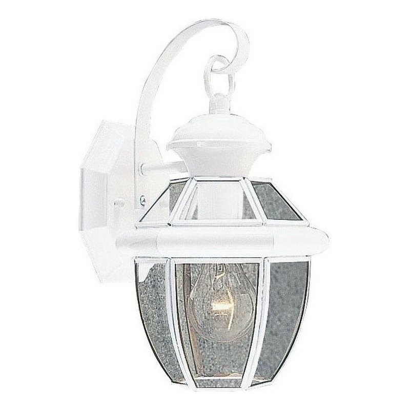 Livex Lighting Monterey 1-Light 60W Brass Outdoor Wall Lantern in White