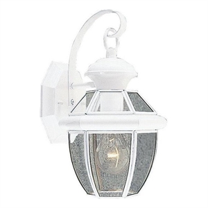 Livex Lighting Monterey 1-Light 60W Brass Outdoor Wall Lantern in White