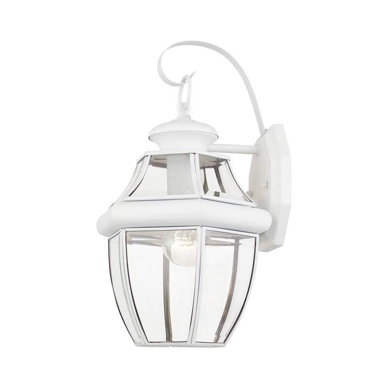 Livex Lighting Monterey 1-Light 100W Brass Outdoor Wall Lantern in White