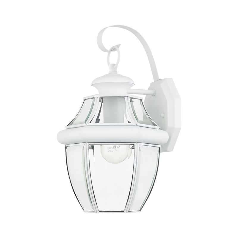 Livex Lighting Monterey 1-Light 100W Brass Outdoor Wall Lantern in White