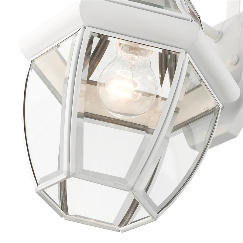 Livex Lighting Monterey 1-Light 100W Brass Outdoor Wall Lantern in White