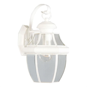 Livex Lighting Monterey 1-Light 100W Brass Outdoor Wall Lantern in White