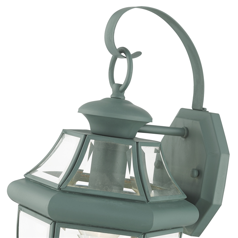 Livex Lighting Monterey 1-Light 100W Brass Outdoor Wall Lantern in Green