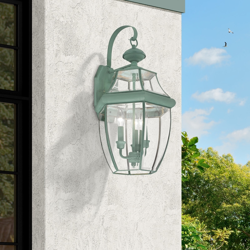 Livex Lighting Monterey 3 Light Verdigris Outdoor Wall Lantern