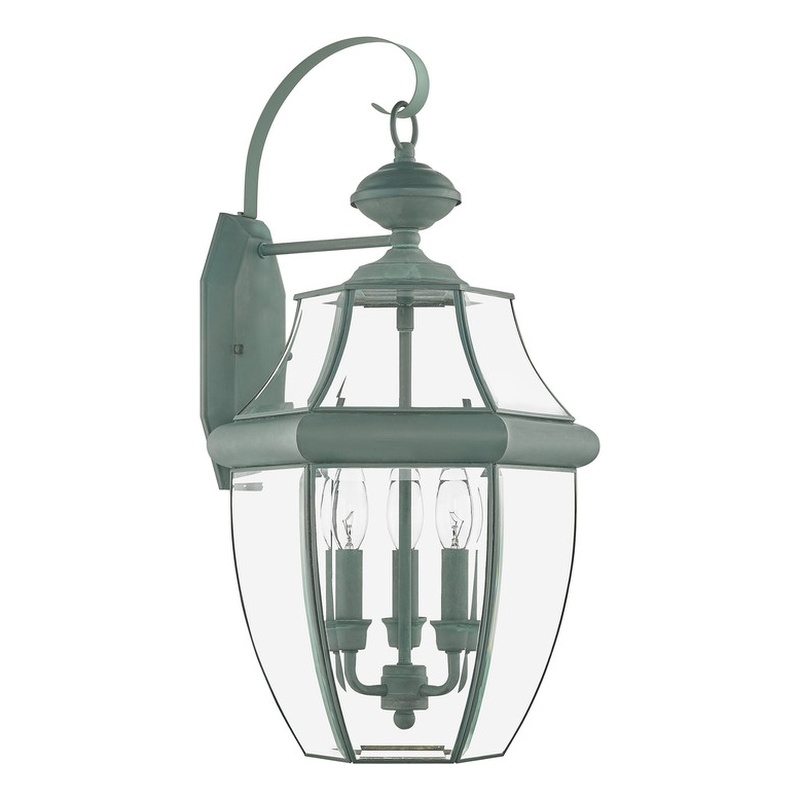 Livex Lighting Monterey 3 Light Verdigris Outdoor Wall Lantern