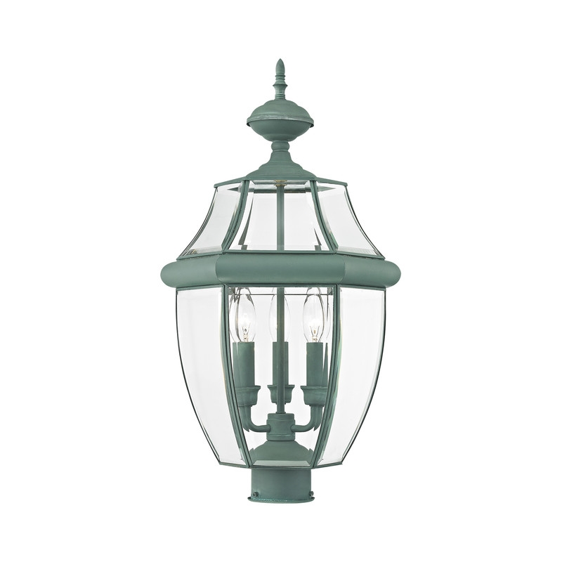 Livex Lighting Monterey 3 Light Verdigris Outdoor Post Top Lantern