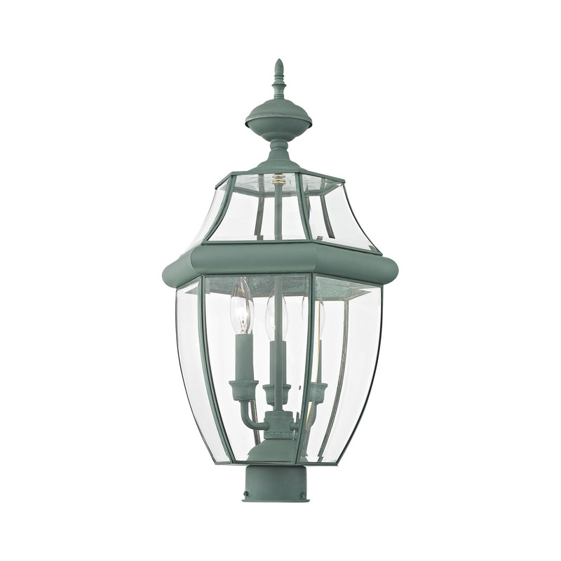 Livex Lighting Monterey 3 Light Verdigris Outdoor Post Top Lantern