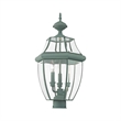 Livex Lighting Monterey 3 Light Verdigris Outdoor Post Top Lantern