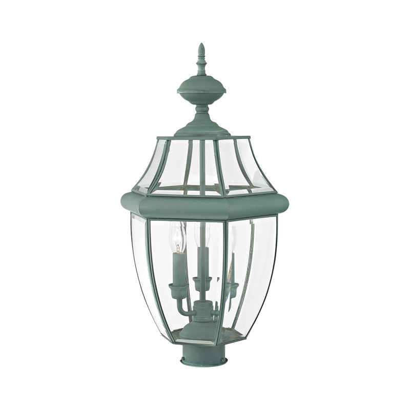 Livex Lighting Monterey 3 Light Verdigris Outdoor Post Top Lantern