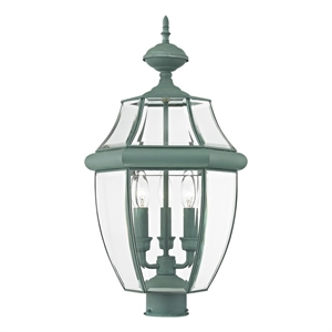 Livex Lighting Monterey 3 Light Verdigris Outdoor Post Top Lantern