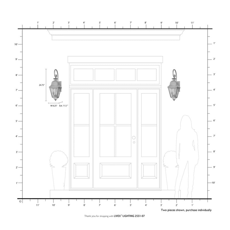 Livex Lighting Amwell 2 Light Bronze Outdoor Wall Lantern