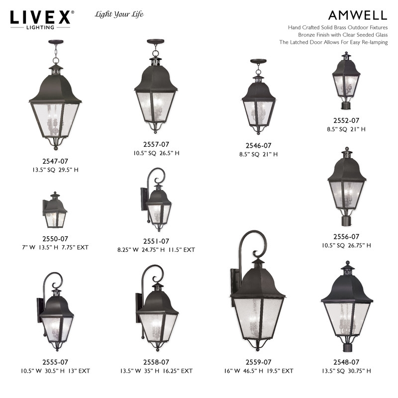 Livex Lighting Amwell 3 Light Bronze Outdoor Wall Lantern