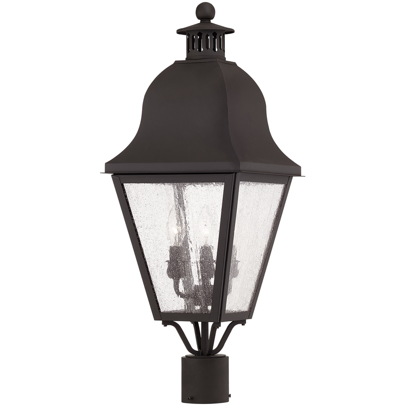 Livex Lighting Amwell 3 Light Bronze Outdoor Post Top Lantern
