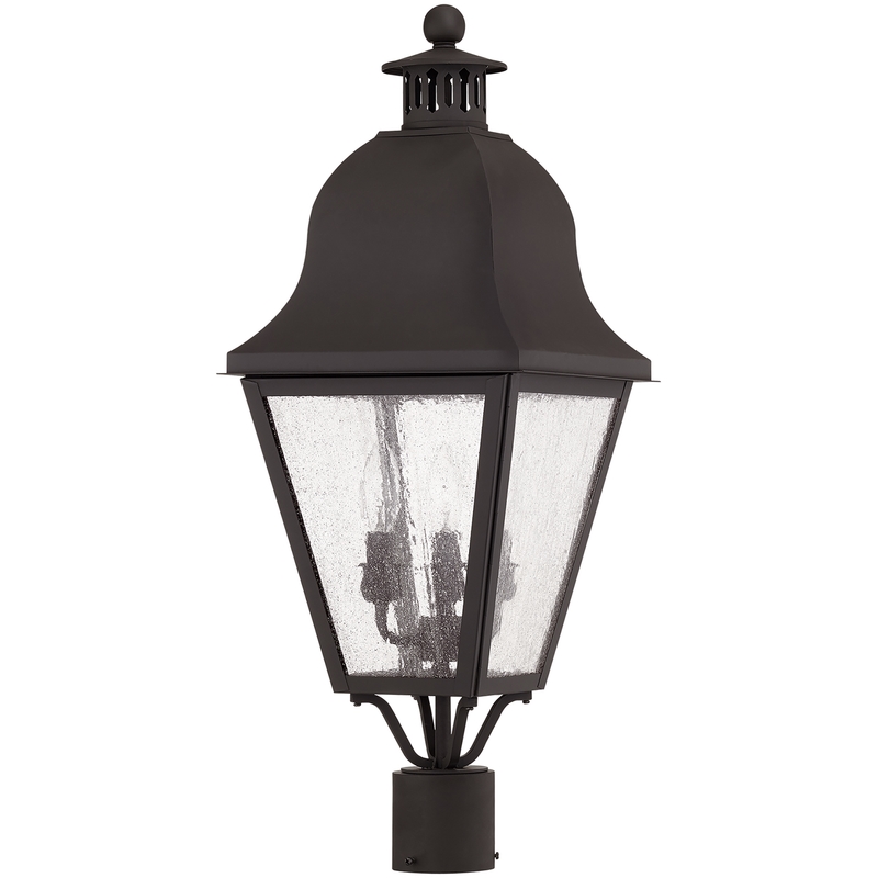 Livex Lighting Amwell 3 Light Bronze Outdoor Post Top Lantern