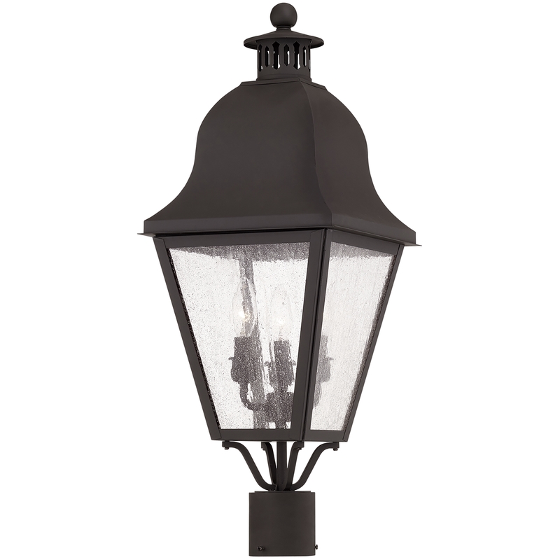Livex Lighting Amwell 3 Light Bronze Outdoor Post Top Lantern