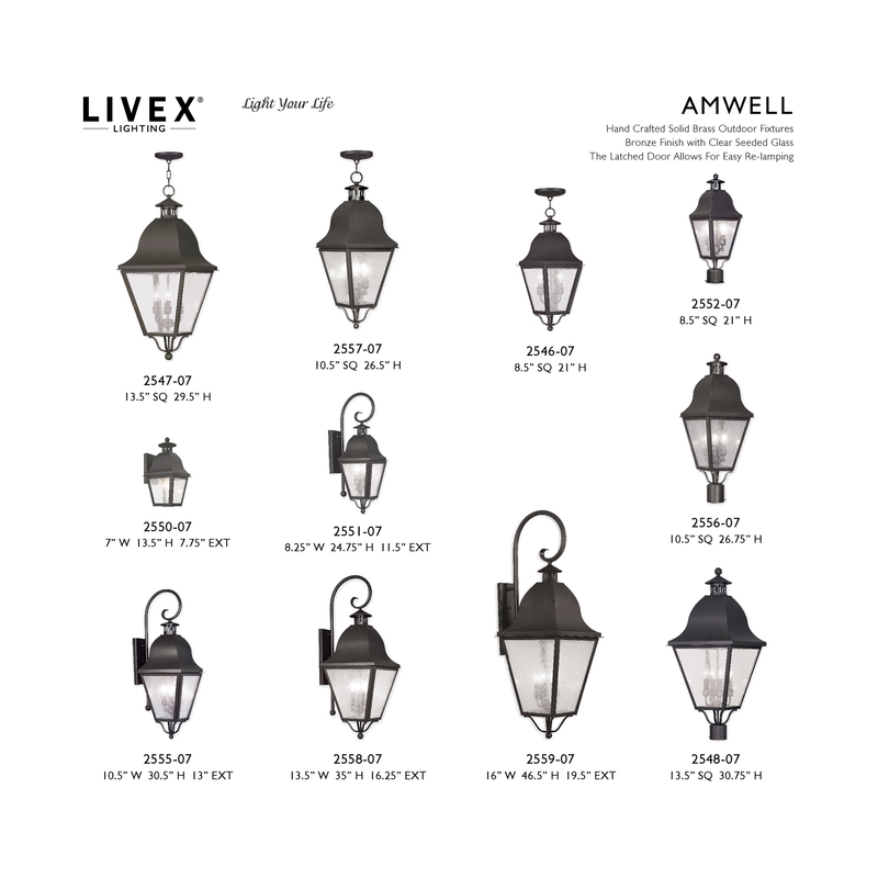 Livex Lighting Amwell 3 Light Bronze Outdoor Post Top Lantern