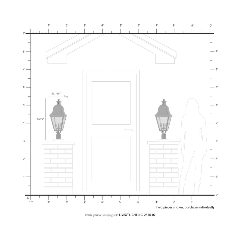 Livex Lighting Amwell 3 Light Bronze Outdoor Post Top Lantern