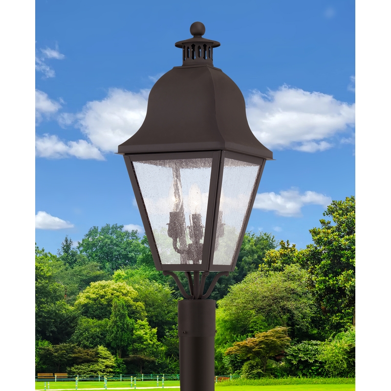 Livex Lighting Amwell 3 Light Bronze Outdoor Post Top Lantern
