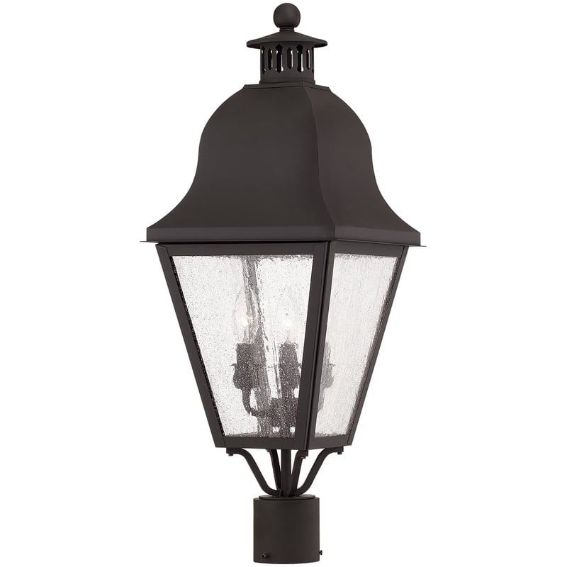 Livex Lighting Amwell 3 Light Bronze Outdoor Post Top Lantern