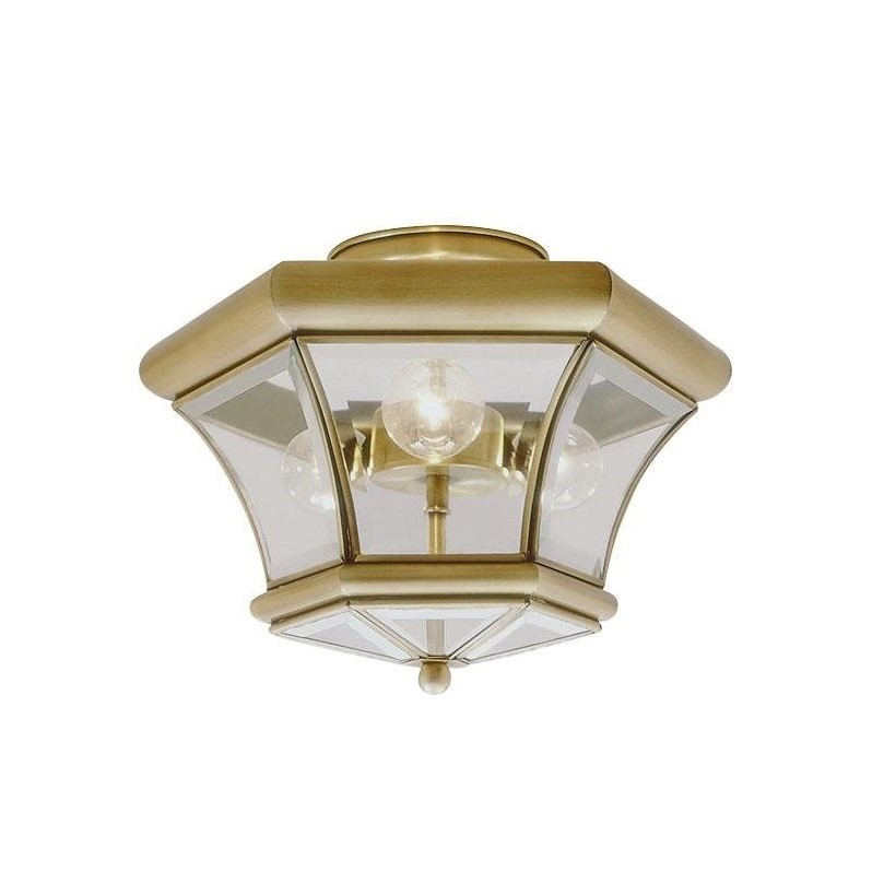 Livex Lighting Monterey Ceiling Mount in Antique Brass