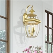 Livex Lighting Monterey 3-Light Brass Outdoor Wall Lantern in Polished Brass