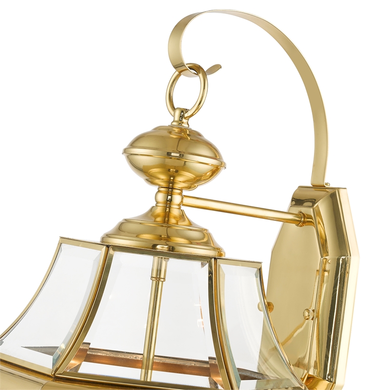 Livex Lighting Monterey 3-Light Brass Outdoor Wall Lantern in Polished Brass