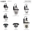 Livex Lighting Monterey 3-Light Brass Outdoor Wall Lantern in Black