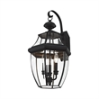 Livex Lighting Monterey 3-Light Brass Outdoor Wall Lantern in Black