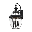 Livex Lighting Monterey 3-Light Brass Outdoor Wall Lantern in Black
