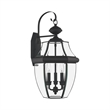 Livex Lighting Monterey 3-Light Brass Outdoor Wall Lantern in Black