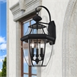 Livex Lighting Monterey 3-Light Brass Outdoor Wall Lantern in Black
