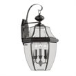 Livex Lighting Monterey 3-Light Brass Outdoor Wall Lantern in Black