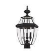 Livex Lighting Monterey 3-Light Brass & Glass Outdoor Post Top Lantern in Black