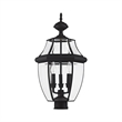 Livex Lighting Monterey 3-Light Brass & Glass Outdoor Post Top Lantern in Black