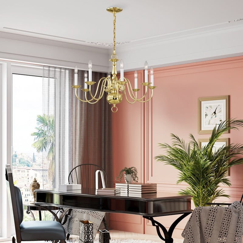 Livex Lighting Williamsburgh Chandelier in Polished Brass