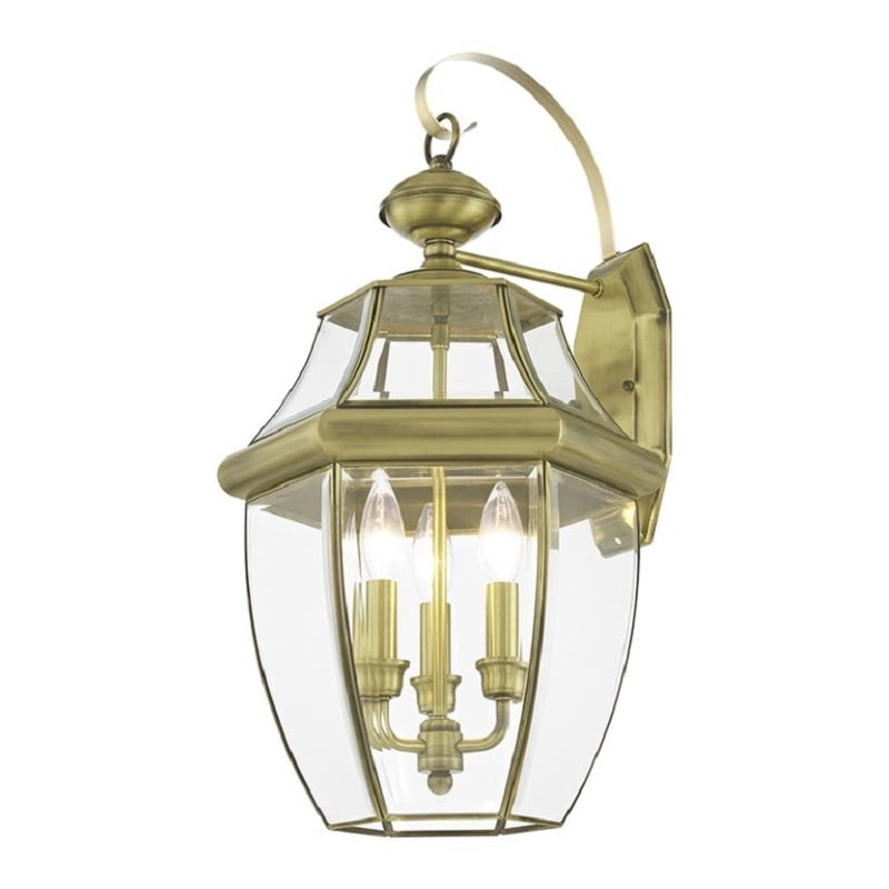 Livex Lighting Monterey Outdoor Wall Lantern in Antique Brass