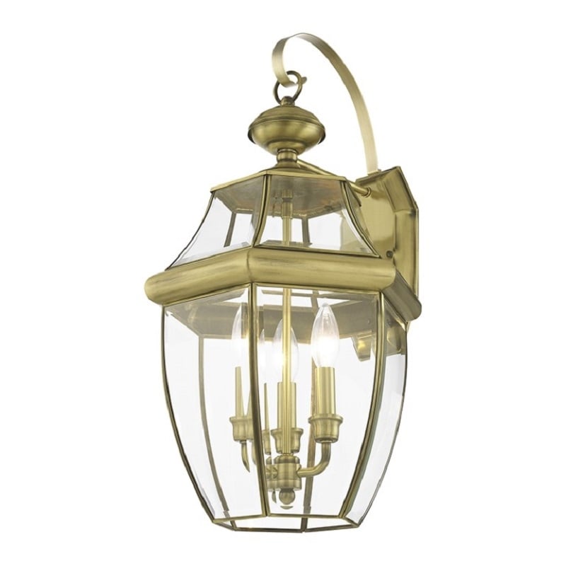 Livex Lighting Monterey Outdoor Wall Lantern in Antique Brass