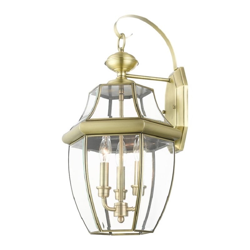 Livex Lighting Monterey Outdoor Wall Lantern in Antique Brass