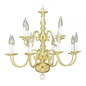 Livex Lighting Williamsburgh 12-Light Metal Chandelier in Polished Brass