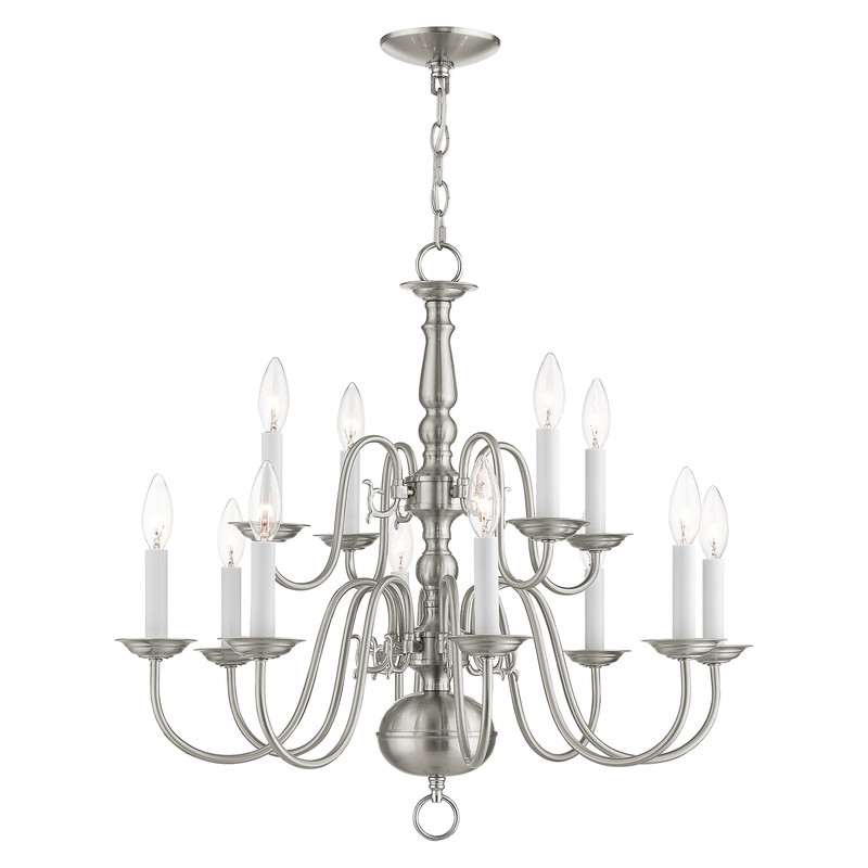 Livex Lighting Williamsburgh 12 Light Brushed Nickel Chandelier
