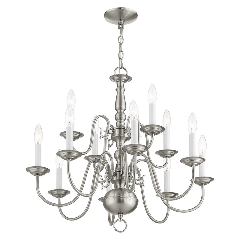 Livex Lighting Williamsburgh 12 Light Brushed Nickel Chandelier